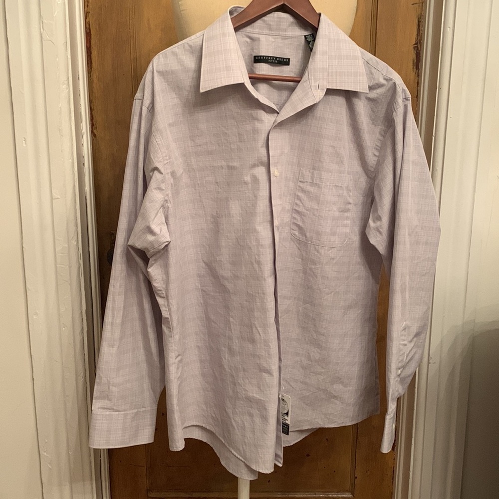 NWT BIG AND TALL men’s 2XL 18 34/35 Geoffrey Beene fitted grey button down